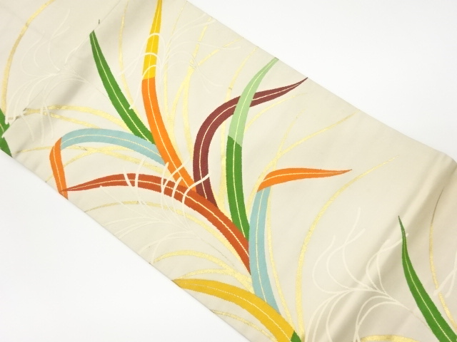 JAPANESE KIMONO / VINTAGE NAGOYA OBI / LEAVES